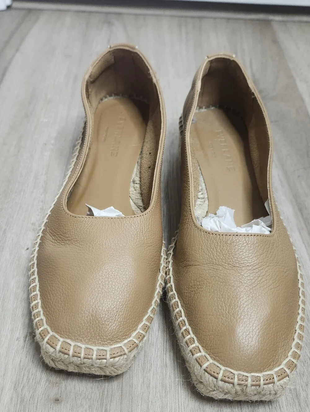 Everlane Leather Espadrille Womens 6.5 Tan Caramel Slip On Classic Neutral Work